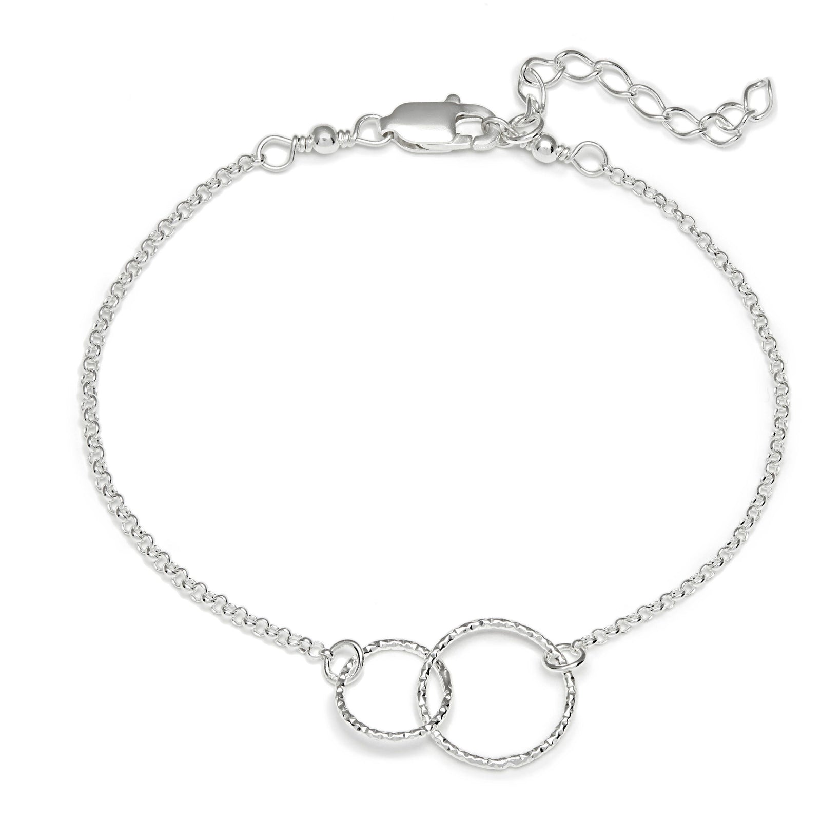 Sterling Silver Sister Bracelet, Anklet, Sterling Silver Two Entwined Circles Bracelet, Eternity Bracelet, Karma Bracelet, Sisters bracelet - JewelleryByZM 