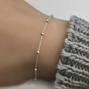 Sterling Silver Satellite Chain Bracelet - Layering Adjustable Bracelet