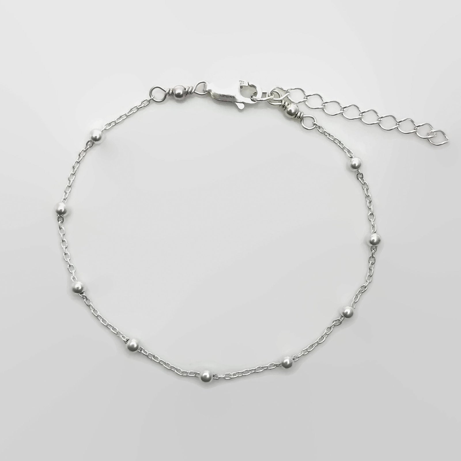 Sterling Silver Satellite Chain Bracelet - Layering Adjustable Bracelet - JewelleryByZM 