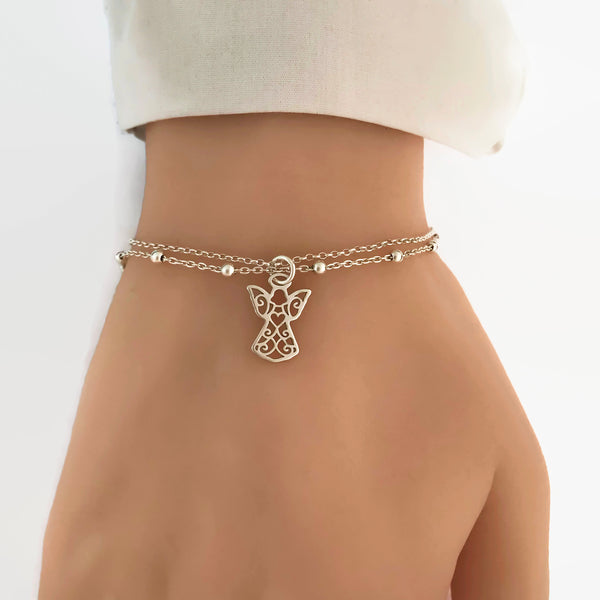 Holy Water Guardian Angel Bracelet in Crystal Pearl - Trudy's Hallmark