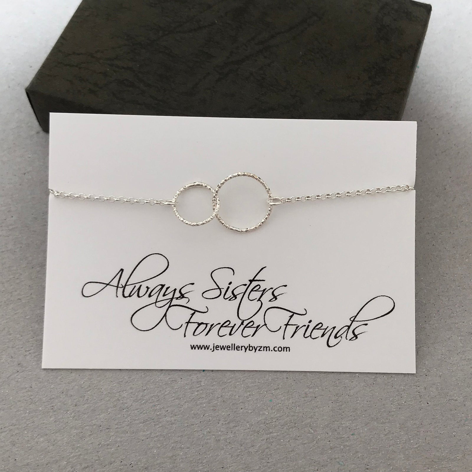 Sterling Silver Sister Bracelet, Anklet, Sterling Silver Two Entwined Circles Bracelet, Eternity Bracelet, Karma Bracelet, Sisters bracelet - JewelleryByZM 