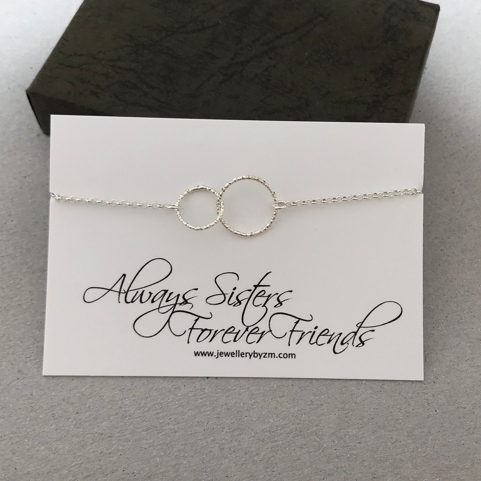 Sterling Silver Sister Bracelet, Anklet, Sterling Silver Two Entwined Circles Bracelet, Eternity Bracelet, Karma Bracelet, Sisters bracelet