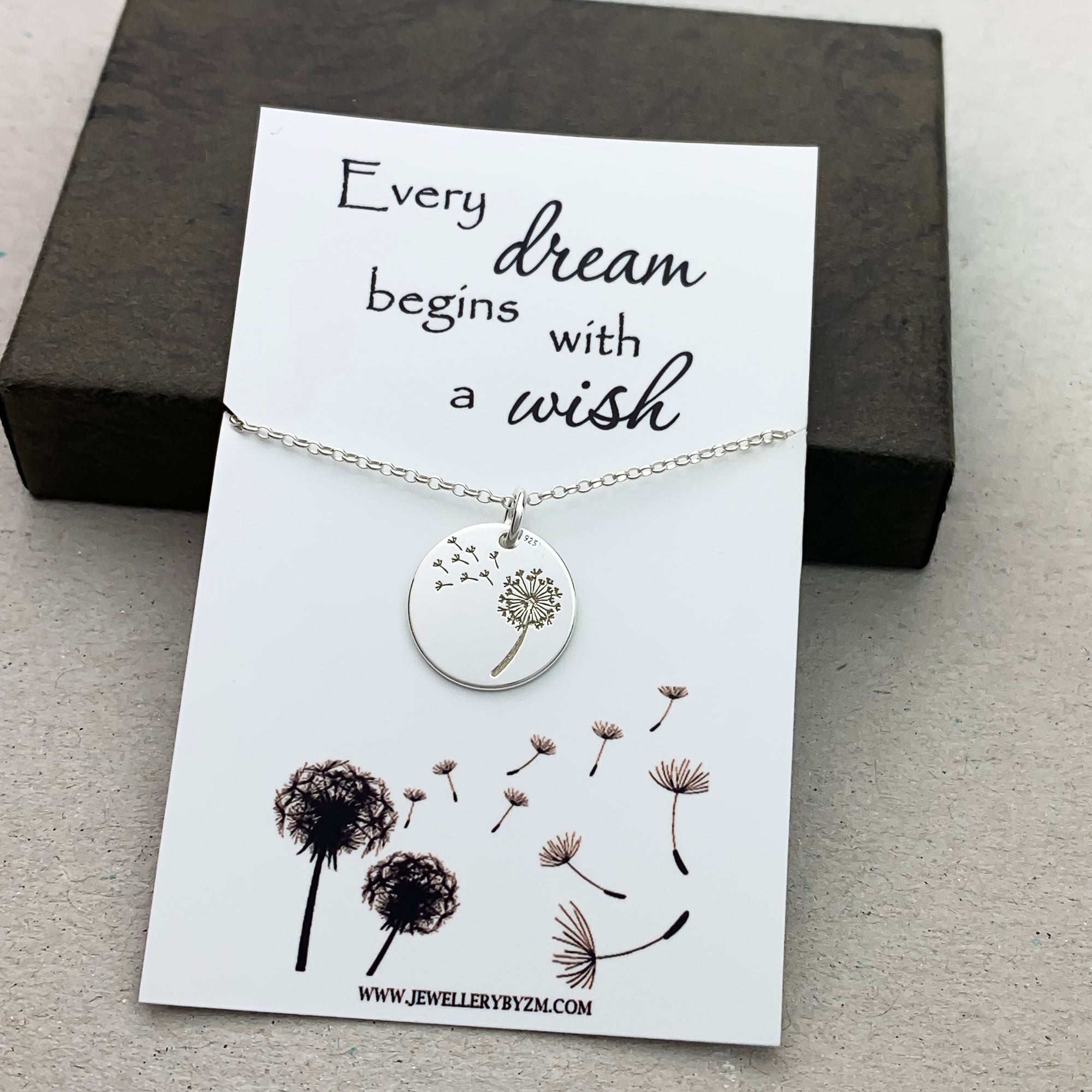 Dandelion Necklace, Sterling Silver Dandelion Necklace