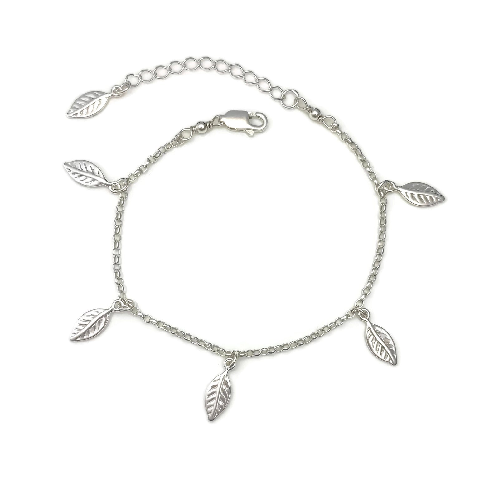 Sterling Silver Leaf Bracelet - Adjustable Leaf Bracelet - JewelleryByZM 