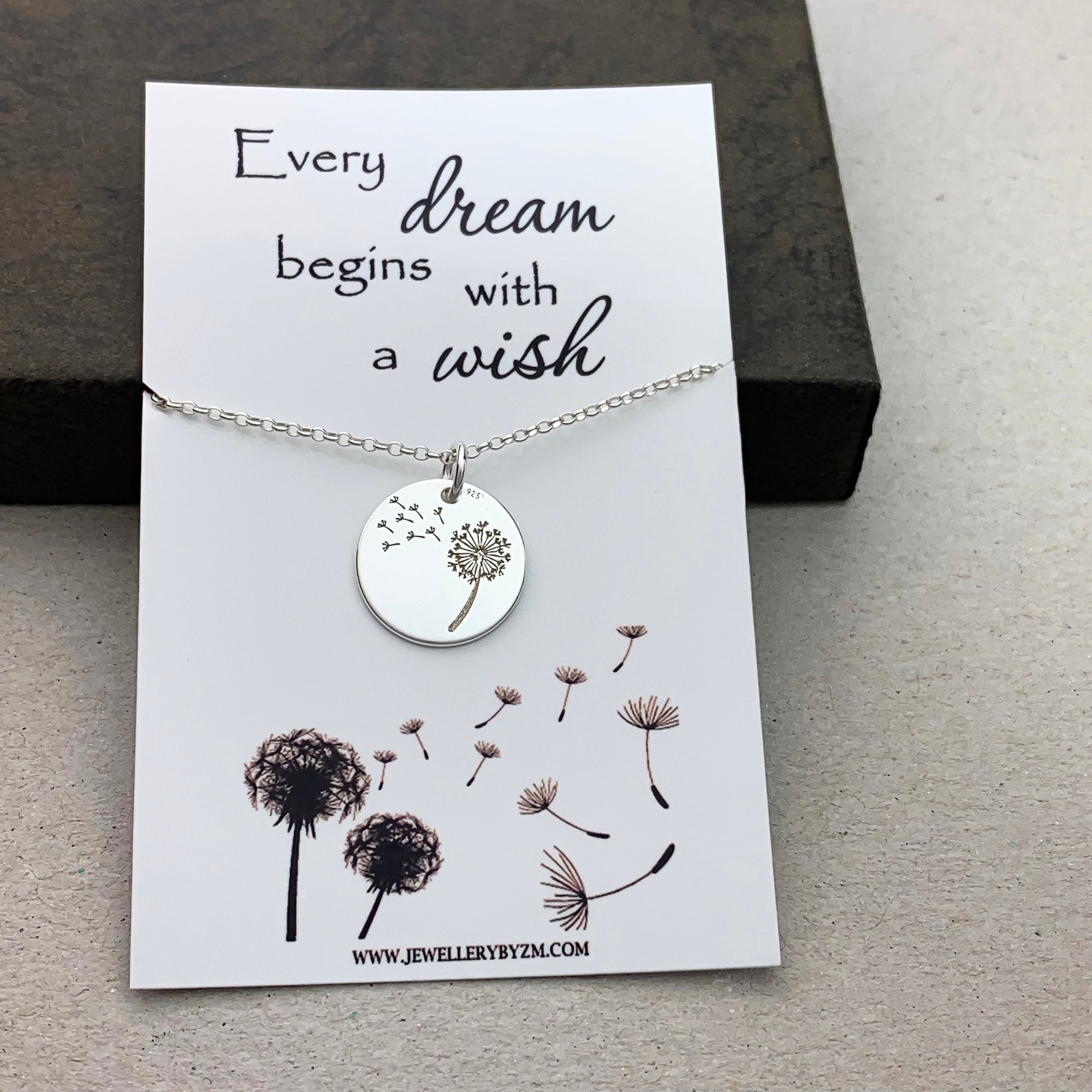 Dandelion Necklace, Sterling Silver Dandelion Necklace