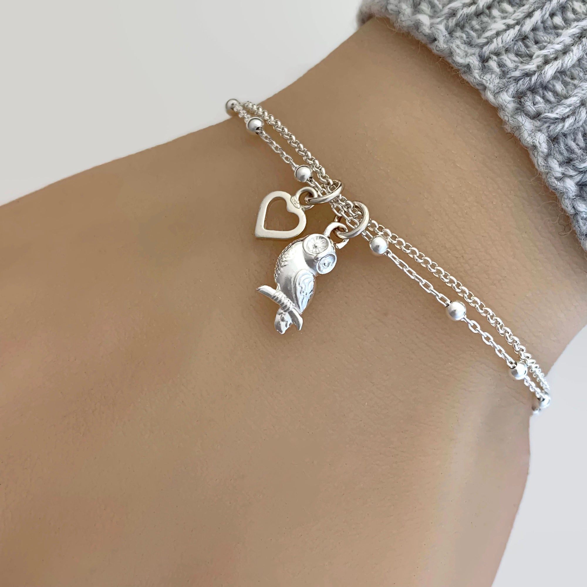 Sterling Silver Owl Bracelet