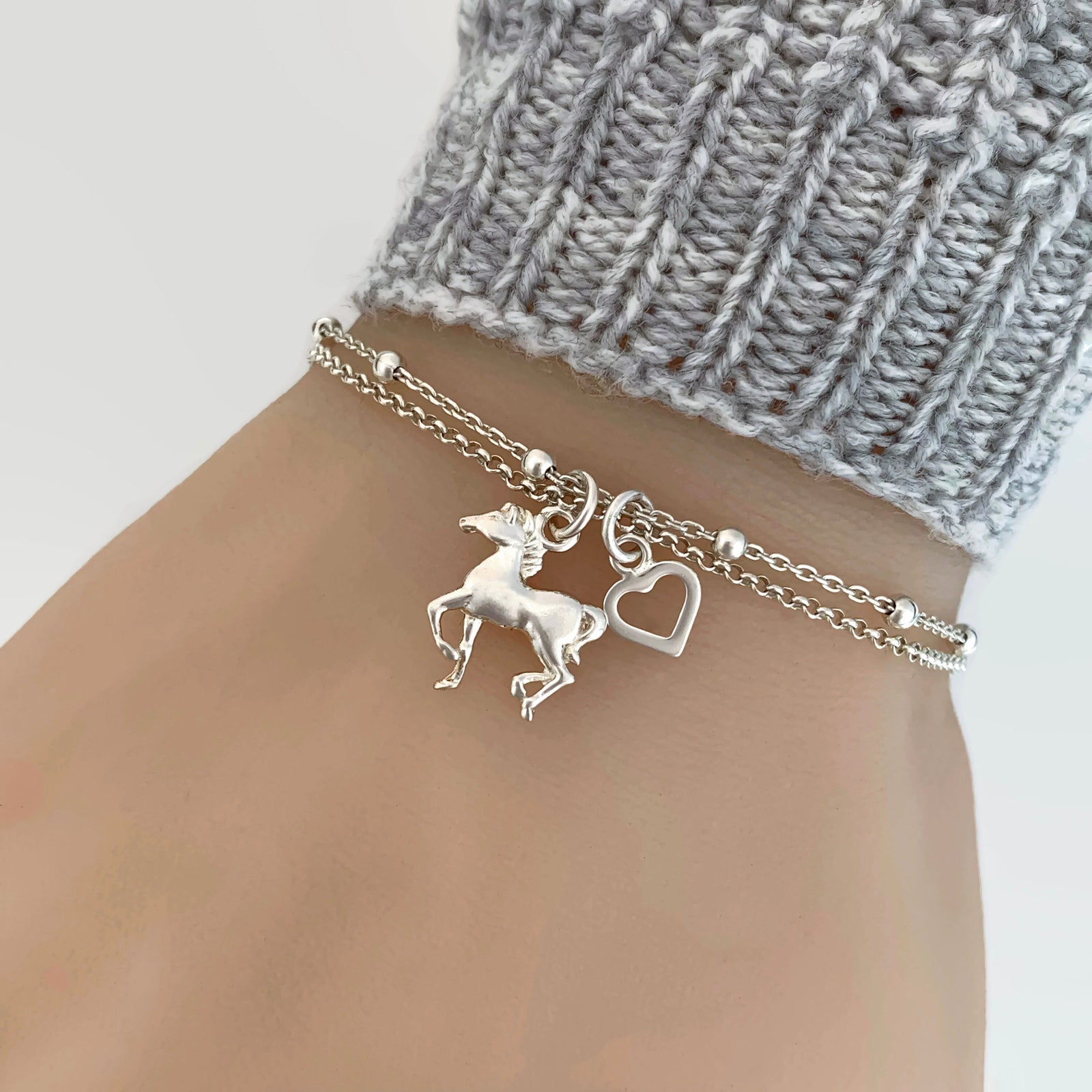 Sterling Silver Horse Bracelet - Love My Horse bracelet - JewelleryByZM 