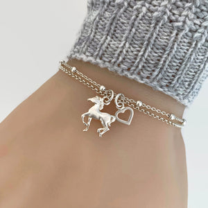 Sterling Silver Horse Bracelet - Love My Horse bracelet