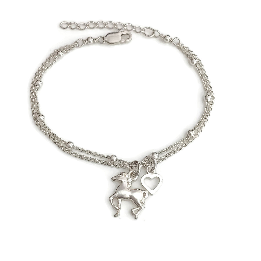 Sterling Silver Horse Bracelet - Love My Horse bracelet