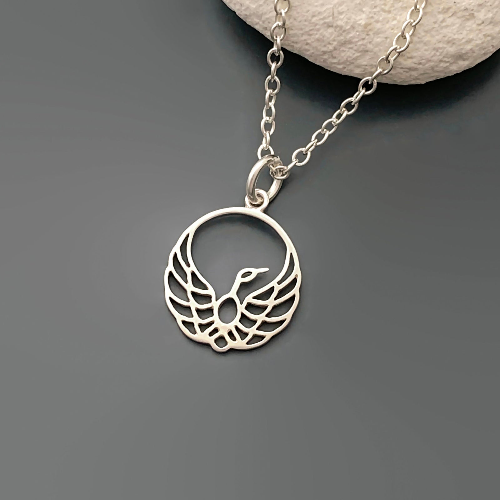 Phoenix Necklace in Sterling Silver - Sterling Silver Phoenix Necklace - JewelleryByZM 