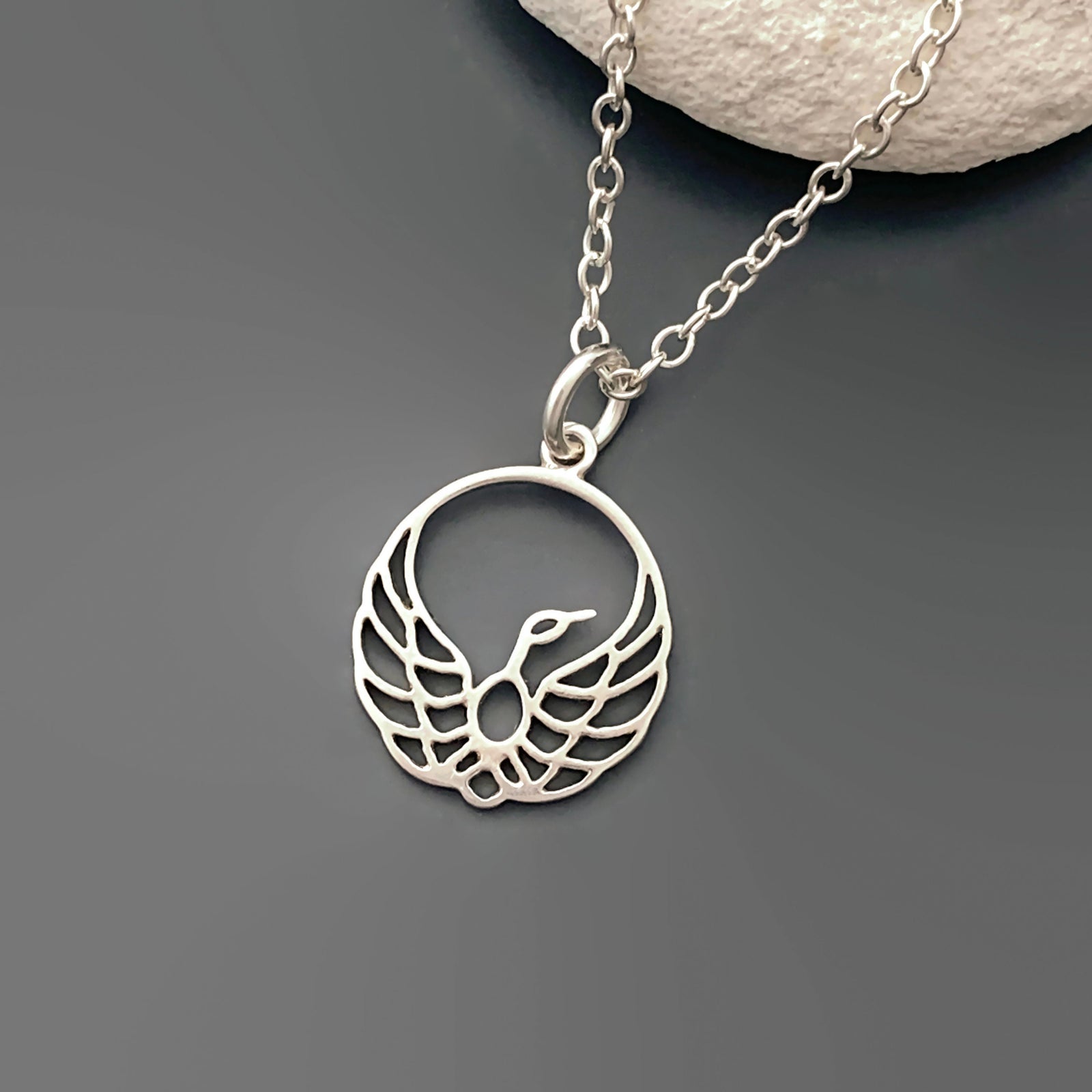 Phoenix Necklace in Sterling Silver - Sterling Silver Phoenix Necklace - JewelleryByZM 
