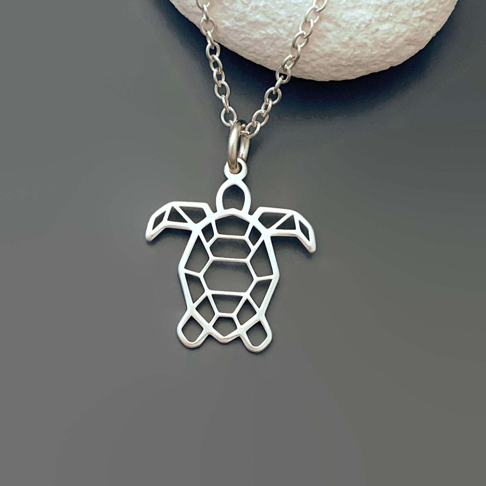 Turtle Necklace in Sterling Silver - Sterling Silver Tortoise Necklace - JewelleryByZM 