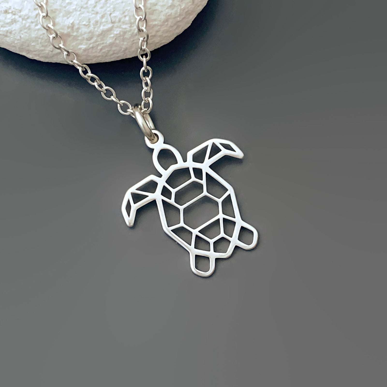 Turtle Necklace in Sterling Silver - Sterling Silver Tortoise Necklace - JewelleryByZM 