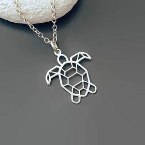 Turtle Necklace in Sterling Silver - Sterling Silver Tortoise Necklace