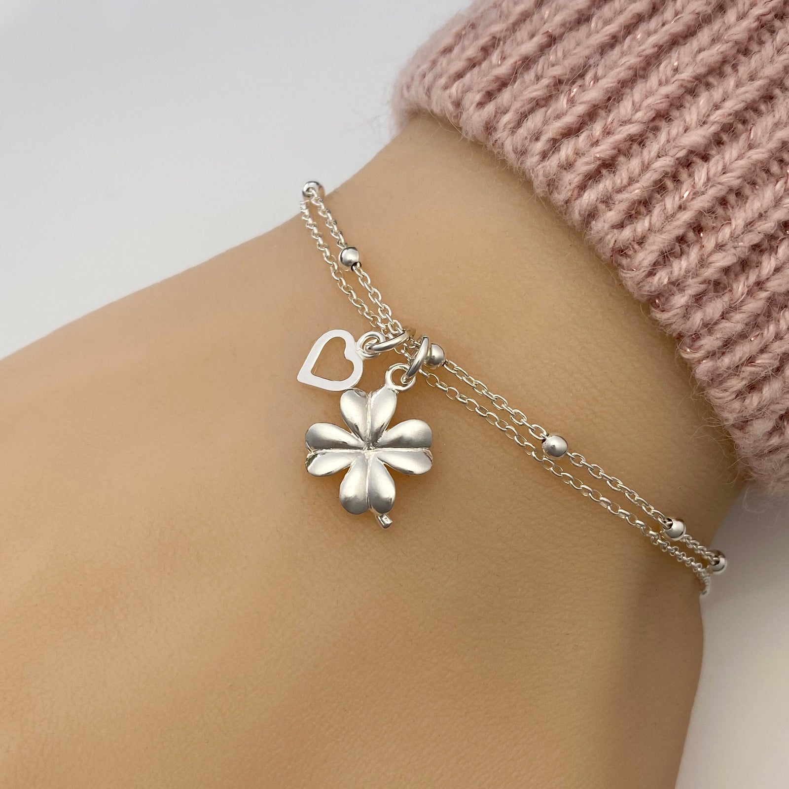 Sterling Silver Four Leave Clover Bracelet - Adjustable Clover Bracelet - Good Luck bracelet - JewelleryByZM 