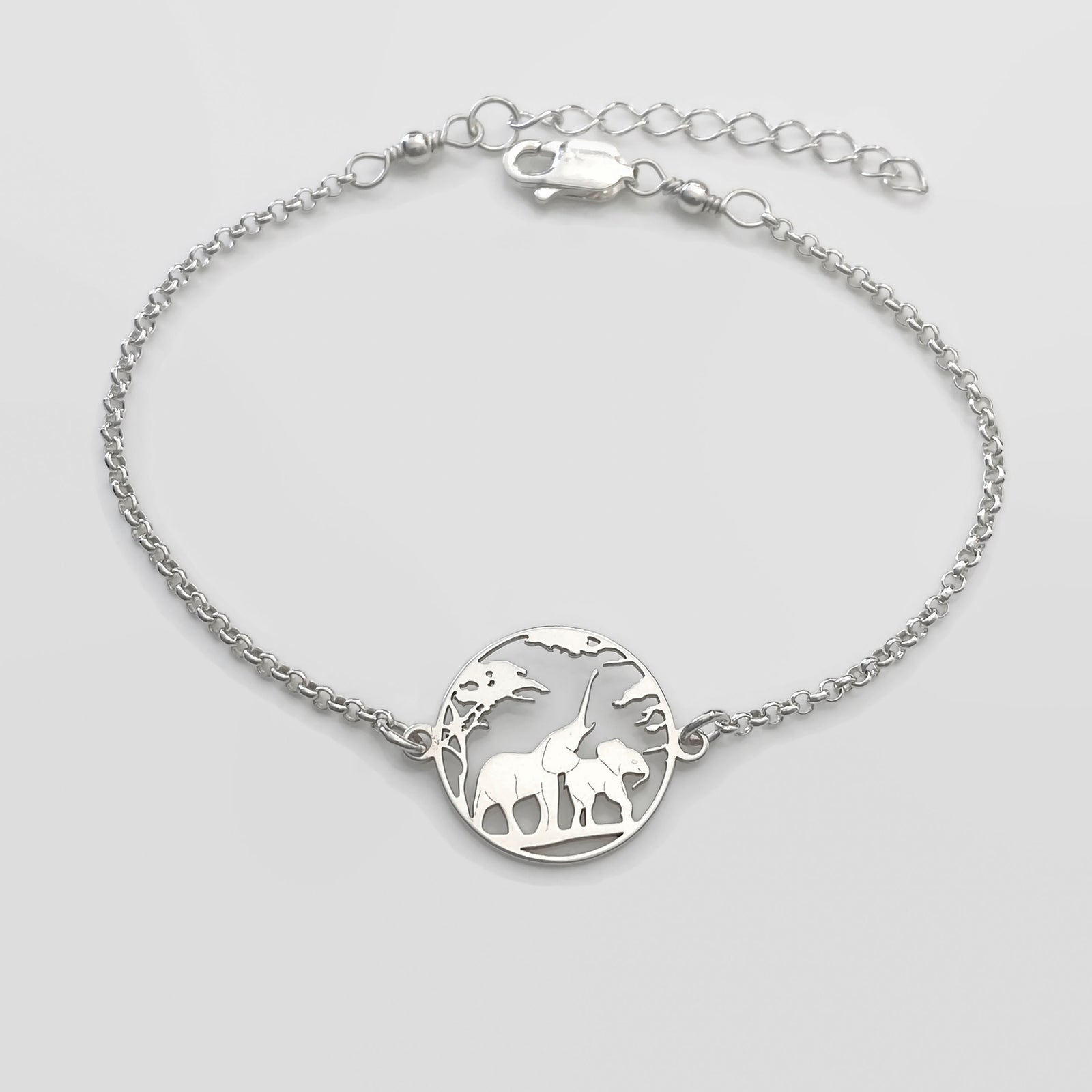 Sterling Silver Elephant Bracelet, 925 sterling silver, Elephant jewellery - JewelleryByZM 