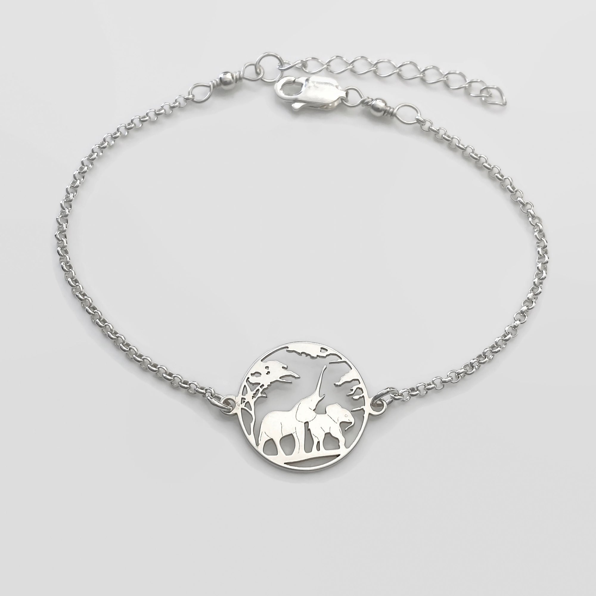 Sterling Silver Elephant Bracelet, 925 sterling silver, Elephant jewellery