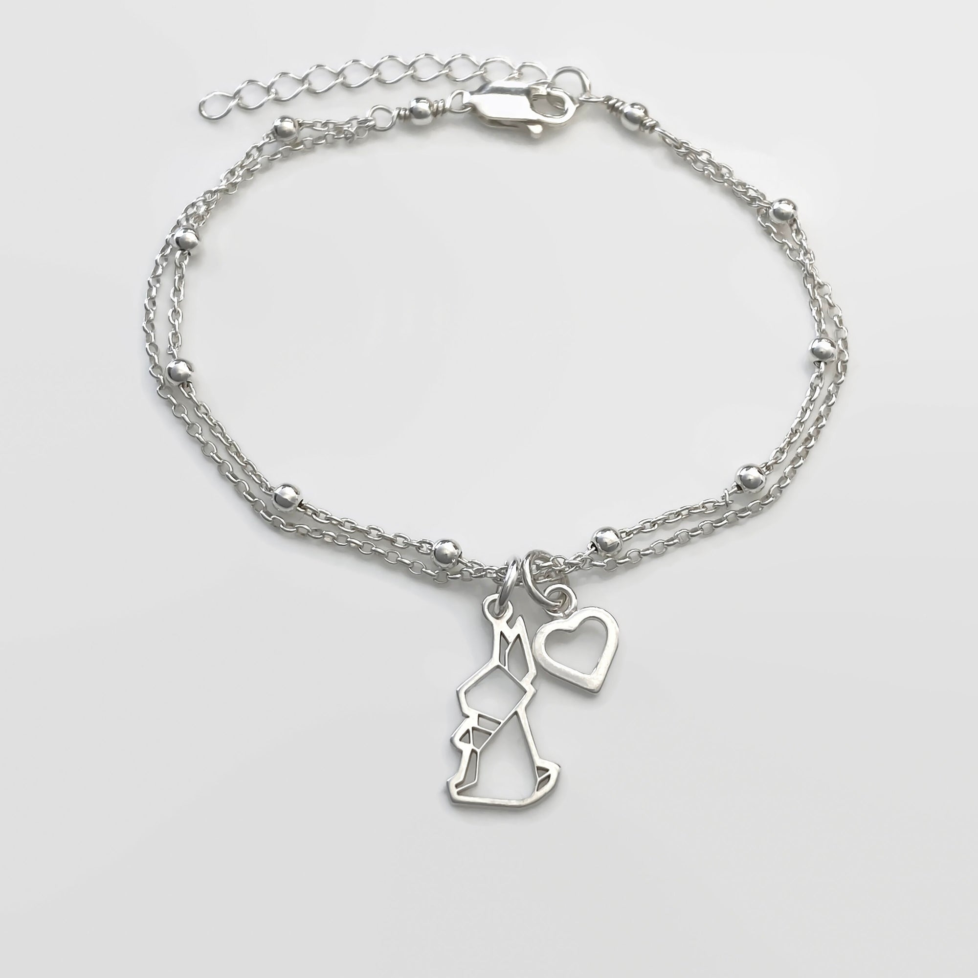 Sterling Silver Origami Bunny Rabbit Bracelet, Silver bracelet, Tiny Bunny Bracelet, Bunny jewelry