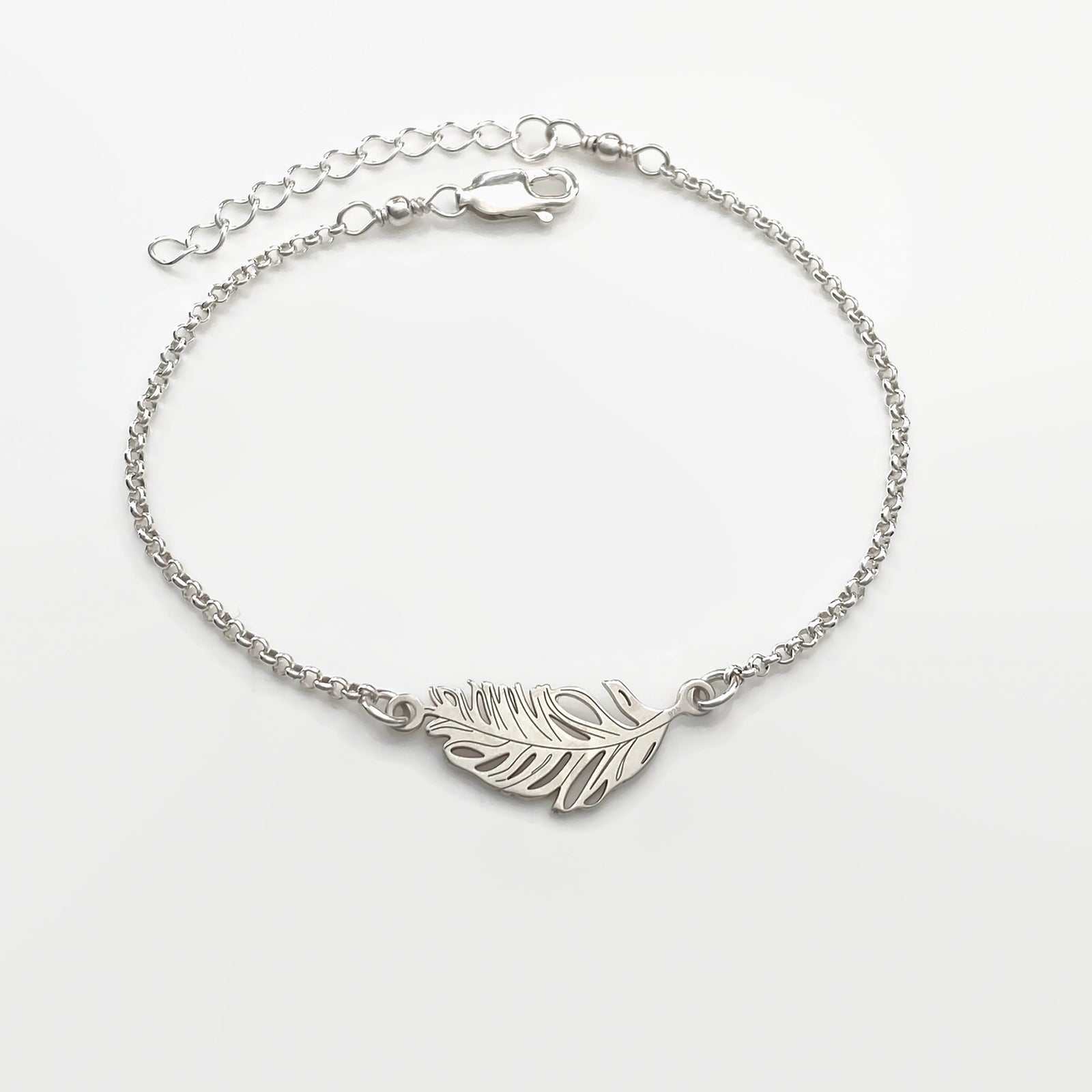Sterling Silver Peacock Feather Bracelet - JewelleryByZM 