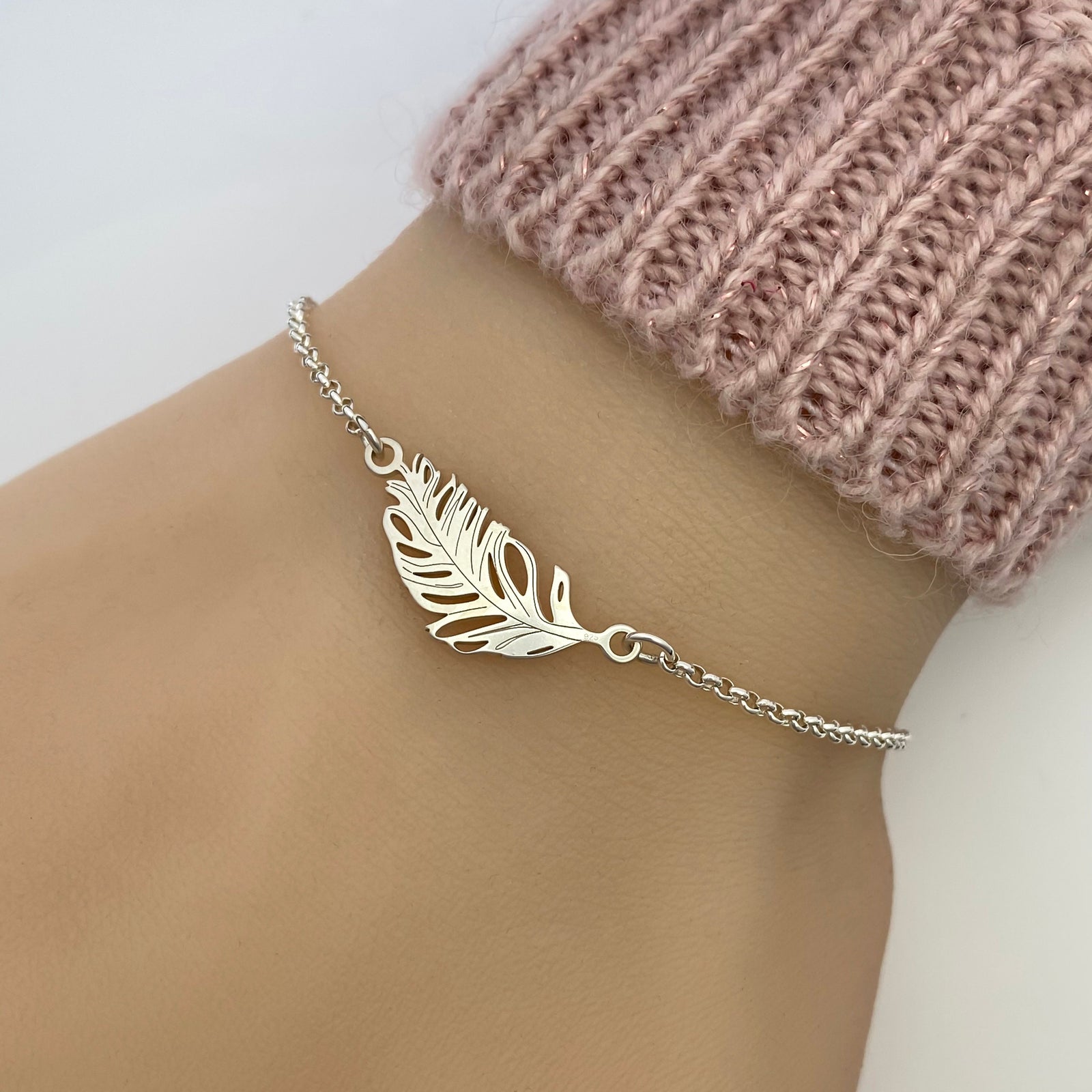 Sterling Silver Peacock Feather Bracelet - JewelleryByZM 