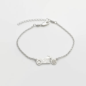 Sterling Silver Motorbike Bracelet, Bike bracelet, Adjustable bracelet, Travel jewellery gift, Silver bracelet