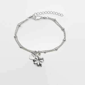 Sterling Silver Four Leave Clover Bracelet - Adjustable Clover Bracelet - Good Luck bracelet - JewelleryByZM 