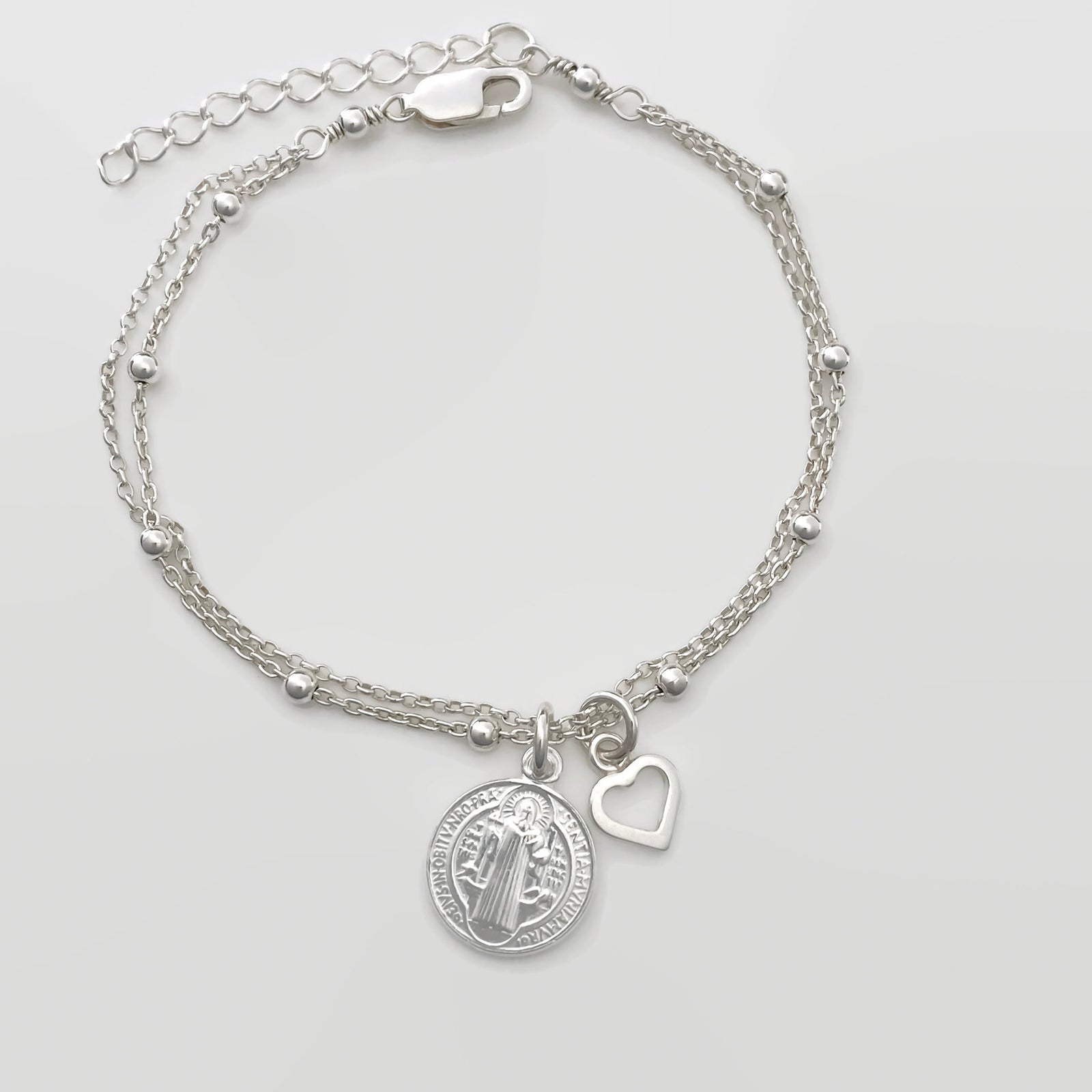 Sterling Silver Saint Benedict Medal Bracelet - Adjustable Bracelet - Protection bracelet - JewelleryByZM 