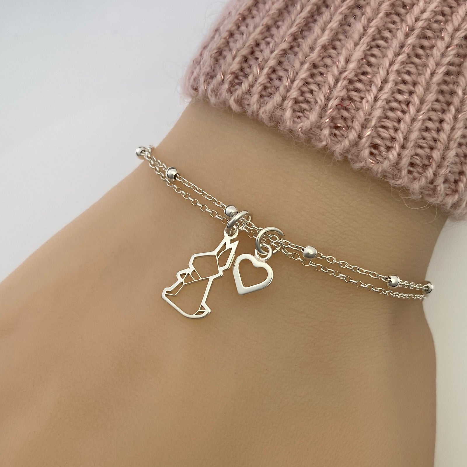 Sterling Silver Origami Bunny Rabbit Bracelet, Silver bracelet, Tiny Bunny Bracelet, Bunny jewelry - JewelleryByZM 