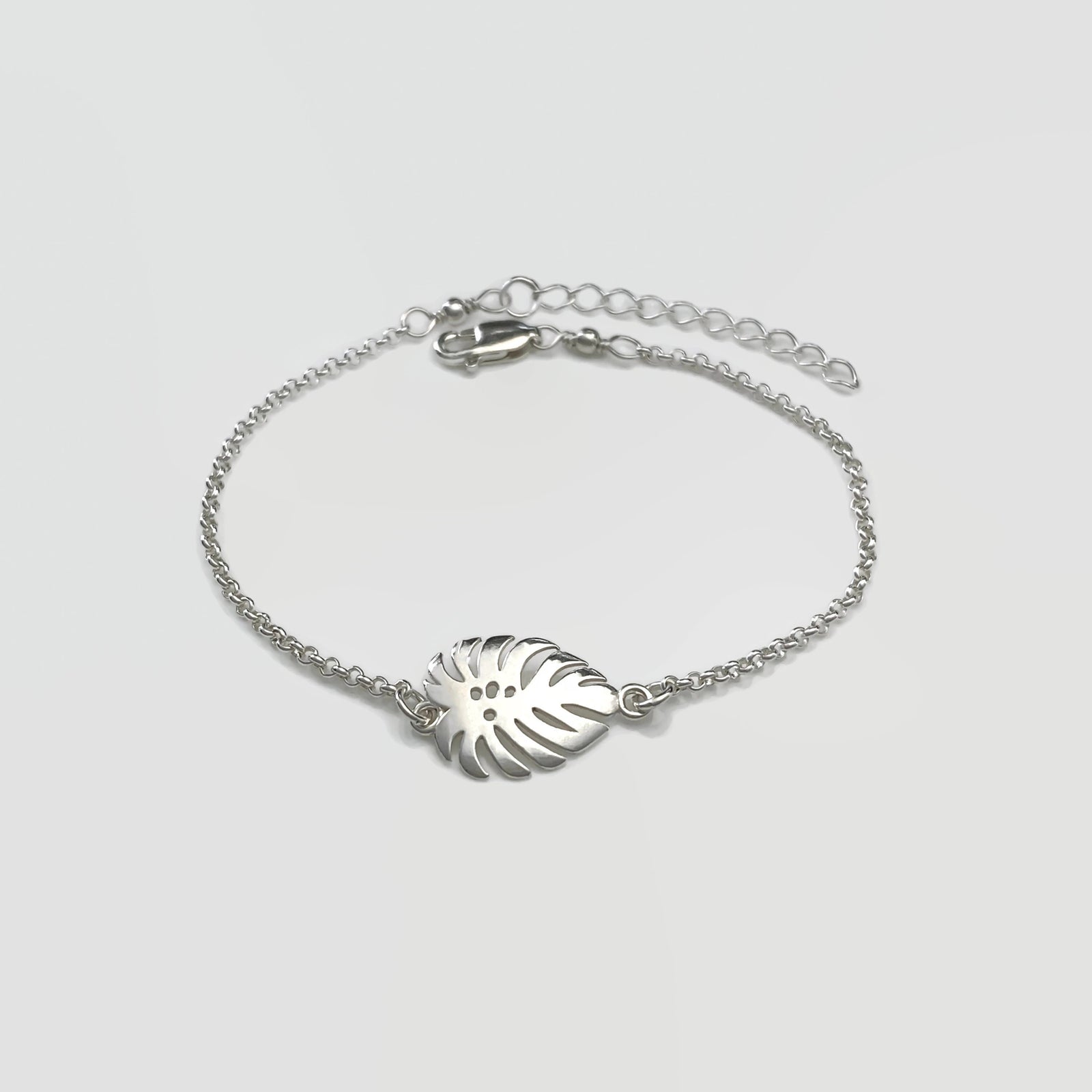 Sterling Silver Monstera Leaf Bracelet - Adjustable Monstera Leaf Bracelet - JewelleryByZM 