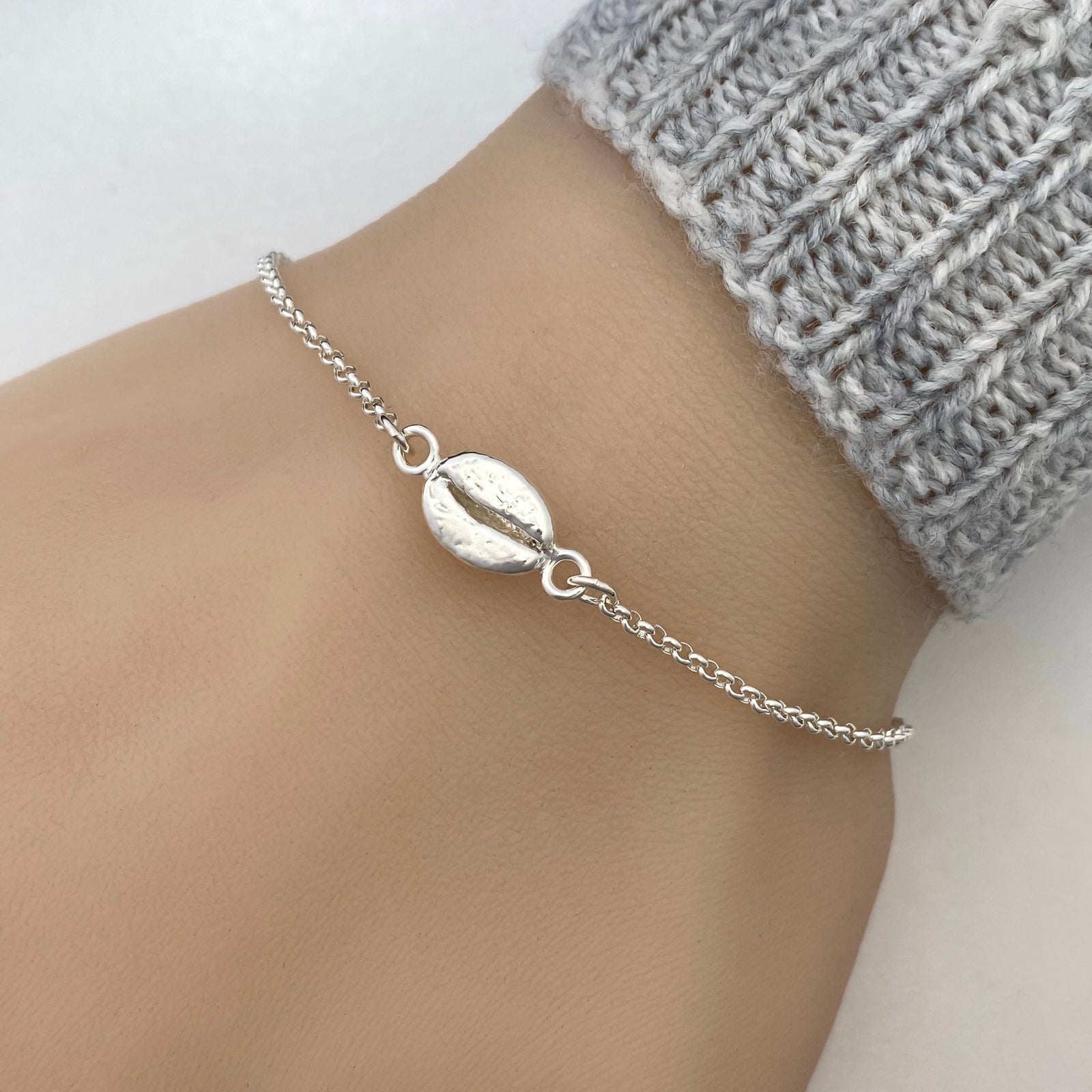 Sterling Silver Coffee Bean Bracelet - JewelleryByZM 
