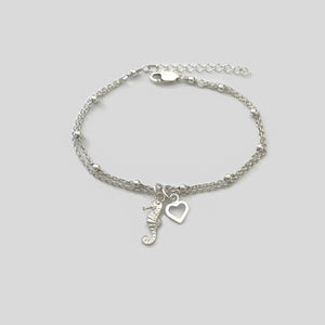 Sterling Silver Seahorse Bracelet, Adjustable Silver Seahorse Bracelet
