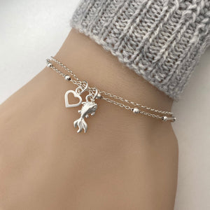 Sterling Silver Goldfish Bracelet, Adjustable Silver Goldfish Bracelet