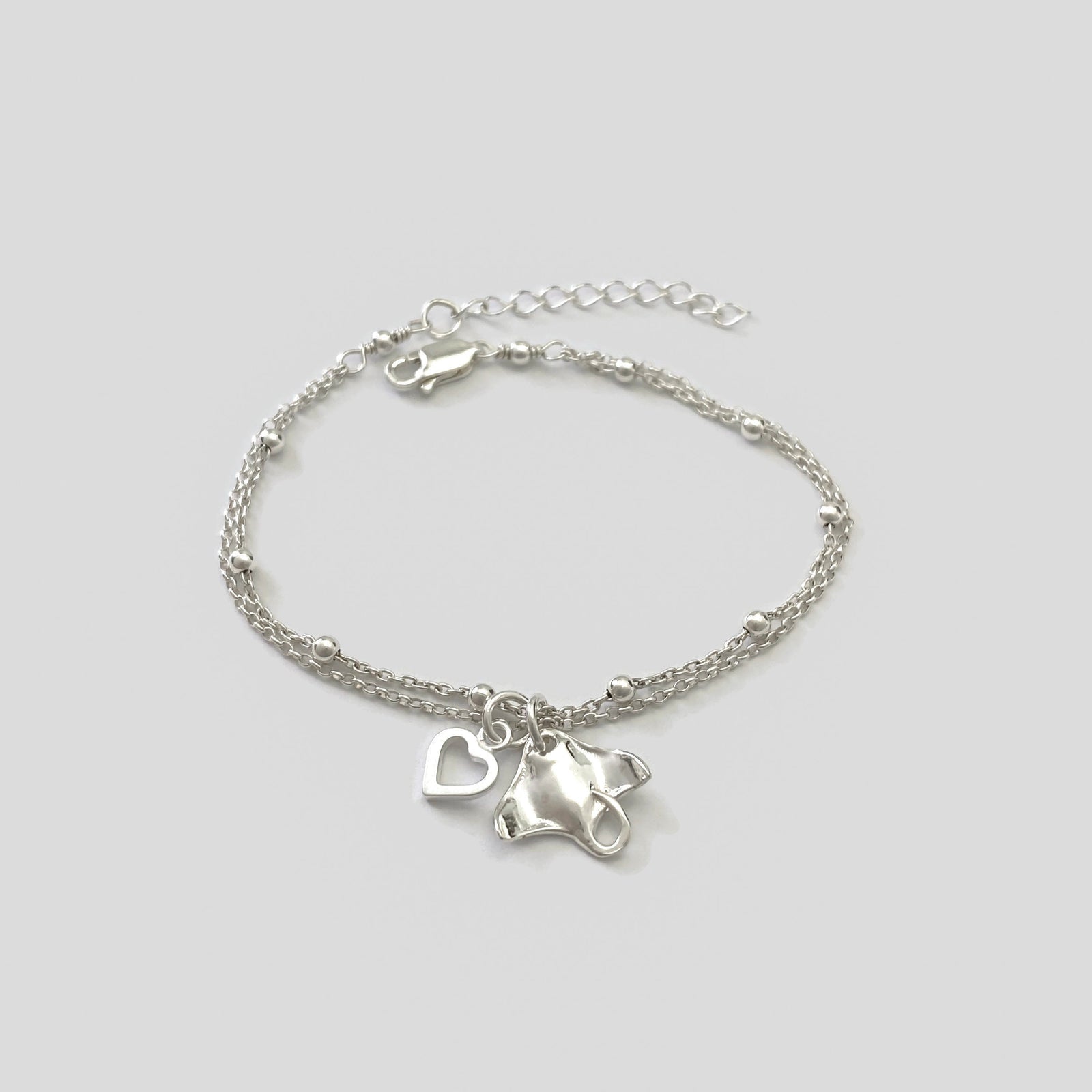 Sterling Silver Manta Ray Bracelet, Adjustable Silver Stingray Bracelet - JewelleryByZM 