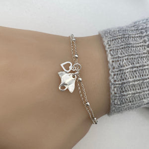 Sterling Silver Manta Ray Bracelet, Adjustable Silver Stingray Bracelet