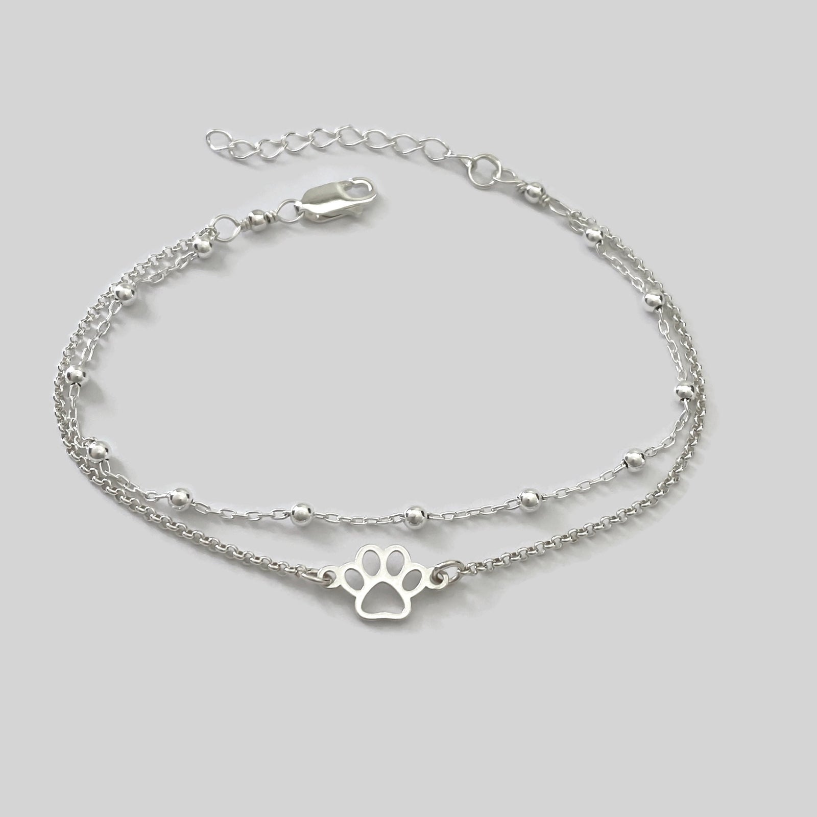 Sterling Silver Paw Bracelet - Dog Memorial Bracelet - Pet Lover Gift - JewelleryByZM 