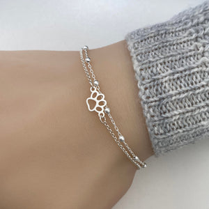 Sterling Silver Paw Bracelet, Silver bracelet, Tiny Paw Bracelet, Paw jewelry