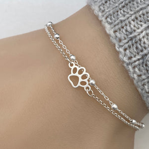 Sterling Silver Paw Bracelet, Silver bracelet, Tiny Paw Bracelet, Paw jewelry