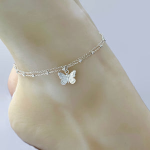 Sterling Silver Butterfly Anklet, Silver anklet, Butterfly ankle bracelet