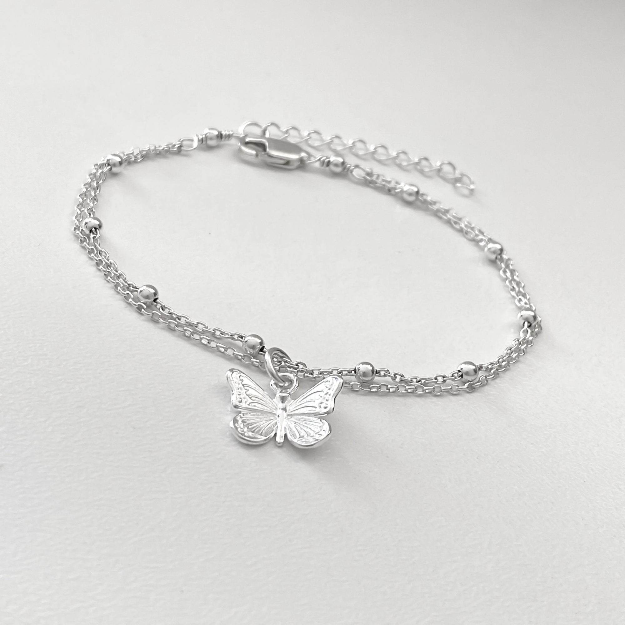 Sterling Silver Butterfly Anklet, Silver anklet, Butterfly ankle bracelet