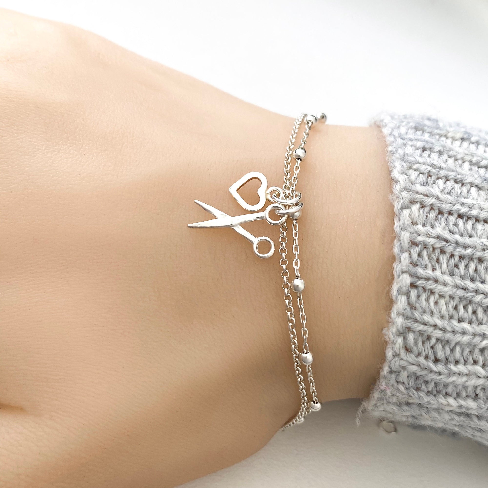 Sterling Silver Scissors Bracelet, Hair Stylist gift, Hairdresser gift