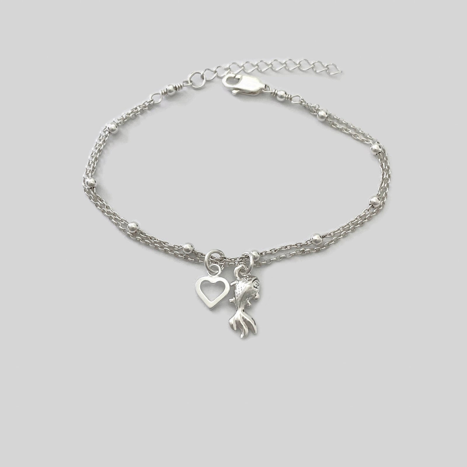 Sterling Silver Goldfish Bracelet, Adjustable Silver Goldfish Bracelet - JewelleryByZM 