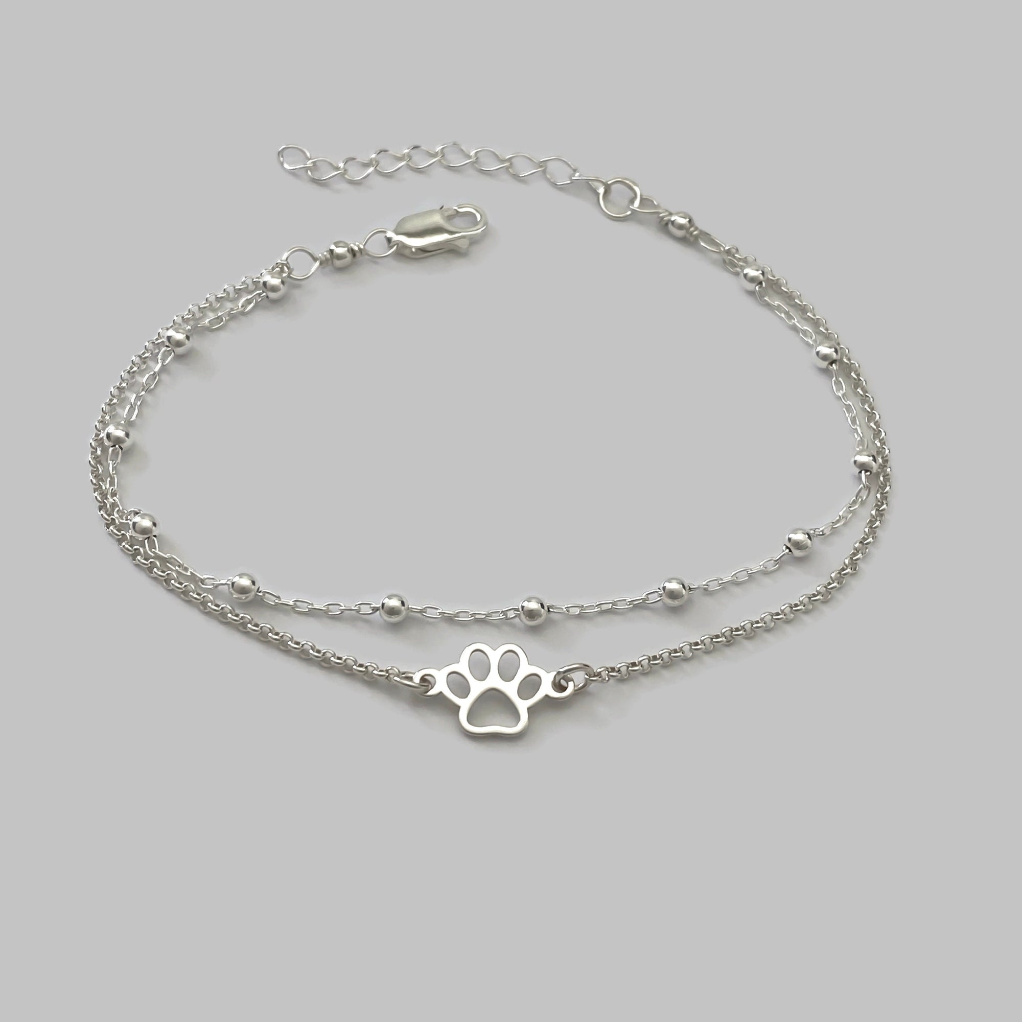 Sterling Silver Paw Bracelet, Silver bracelet, Tiny Paw Bracelet, Paw jewelry