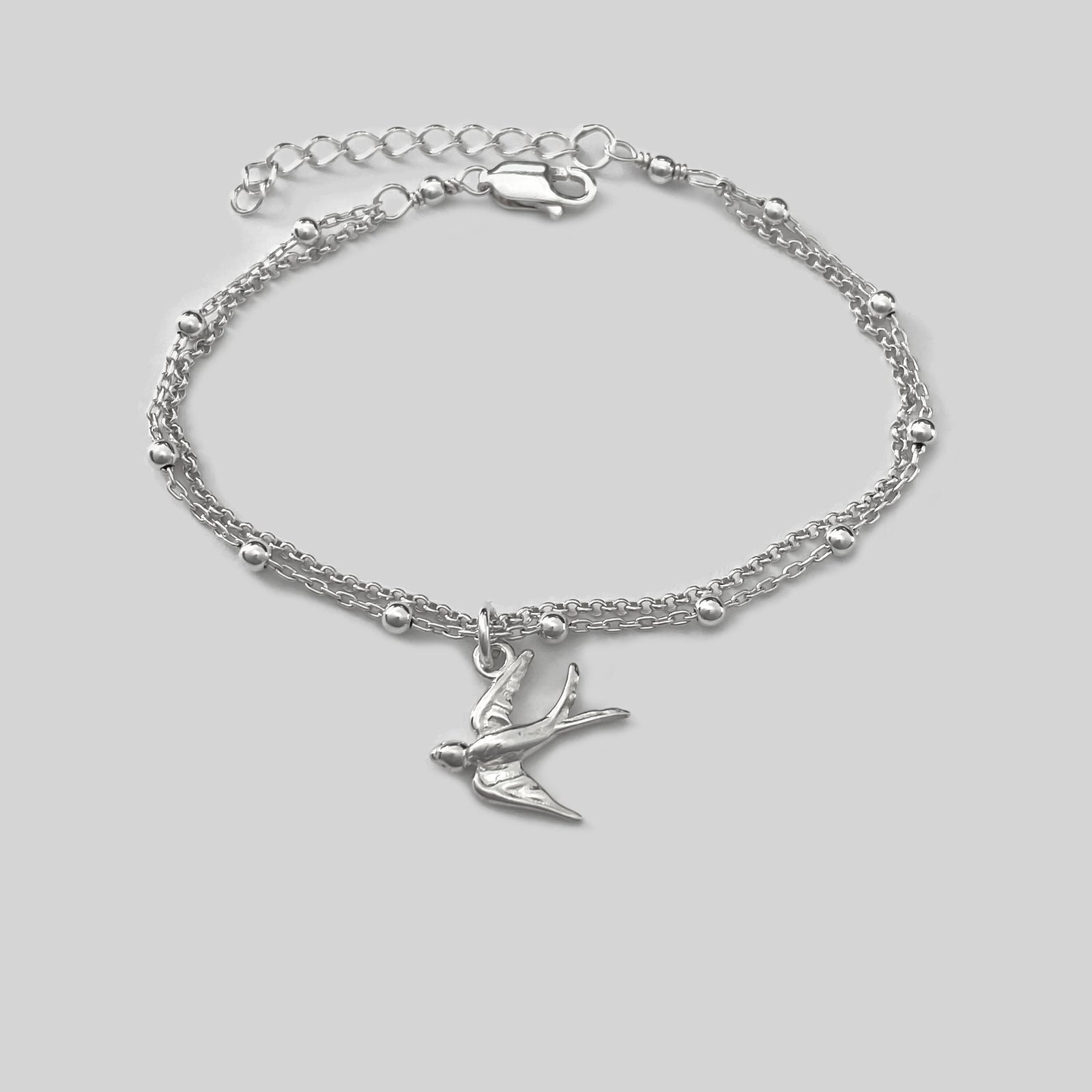 Sterling Silver Swallow Bird Bracelet, Silver bracelet - JewelleryByZM 