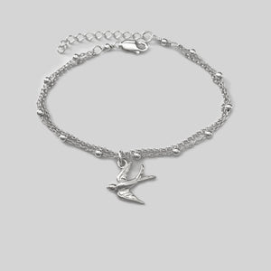 Sterling Silver Swallow Bird Bracelet, Silver bracelet