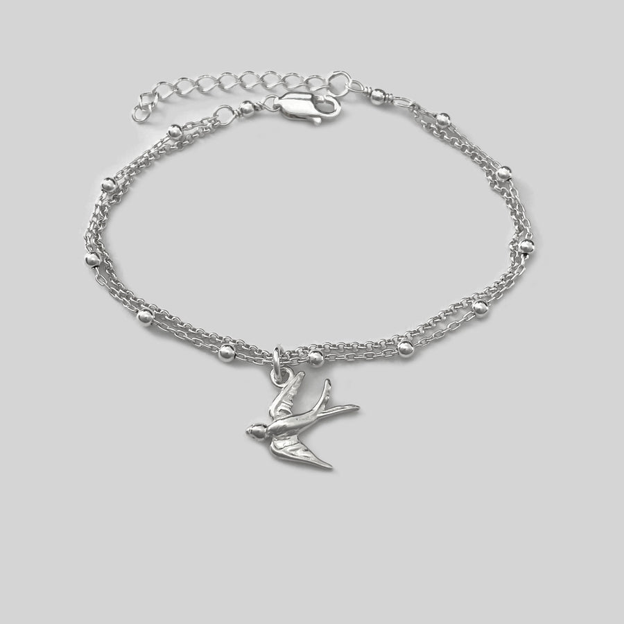 Sterling Silver Swallow Bird Bracelet, Silver bracelet