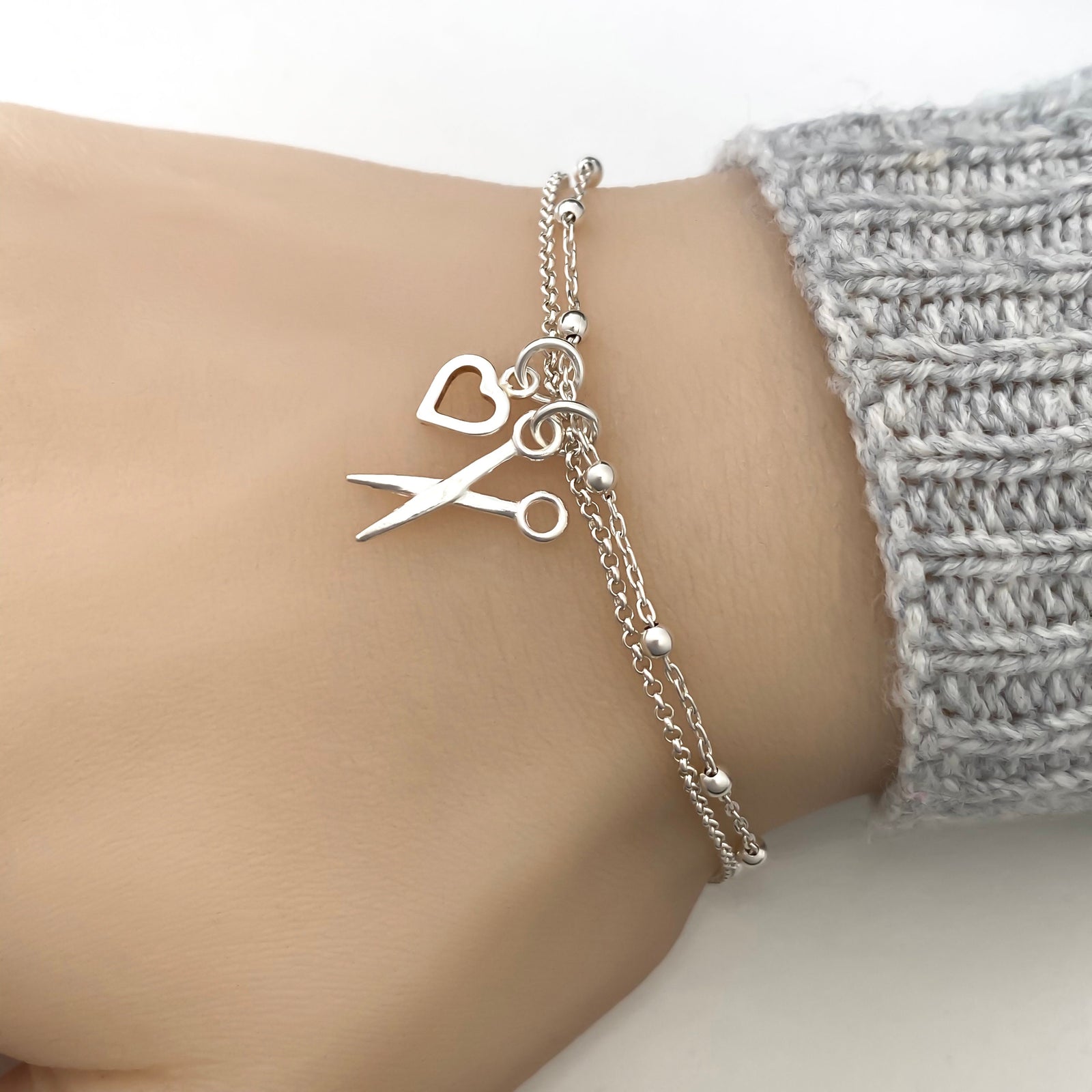 Sterling Silver Scissors Bracelet, Hair Stylist gift, Hairdresser gift - JewelleryByZM 