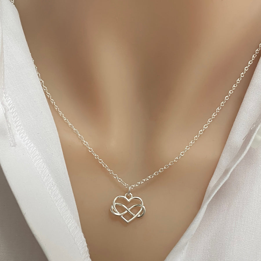 Sterling Silver Infinity Love Necklace - Infinity Heart Necklace