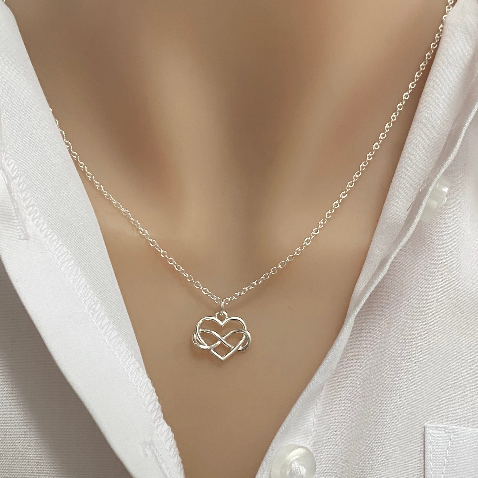 Sterling Silver Infinity Love Necklace - Infinity Heart Necklace