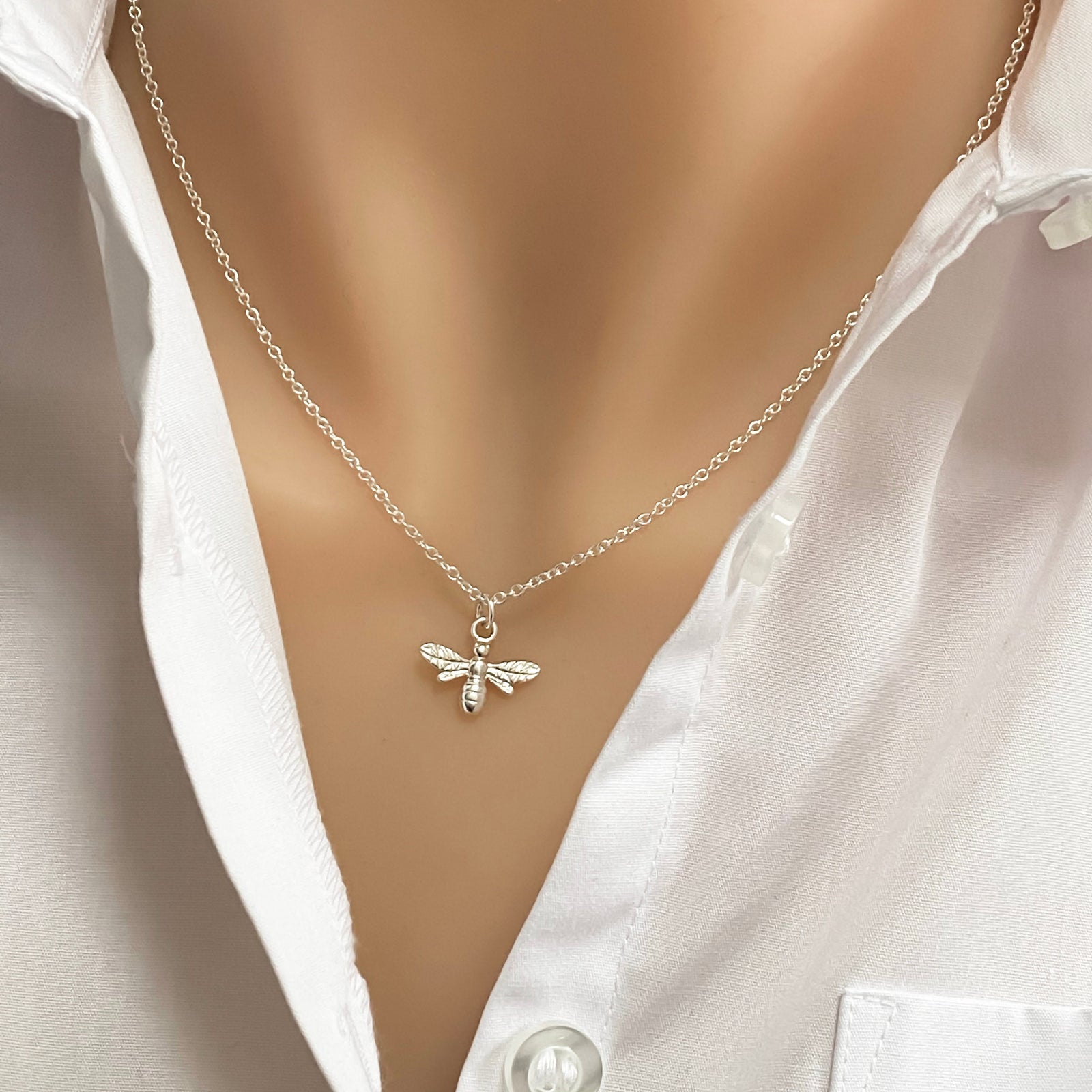 Sterling Silver Bee Necklace - JewelleryByZM 