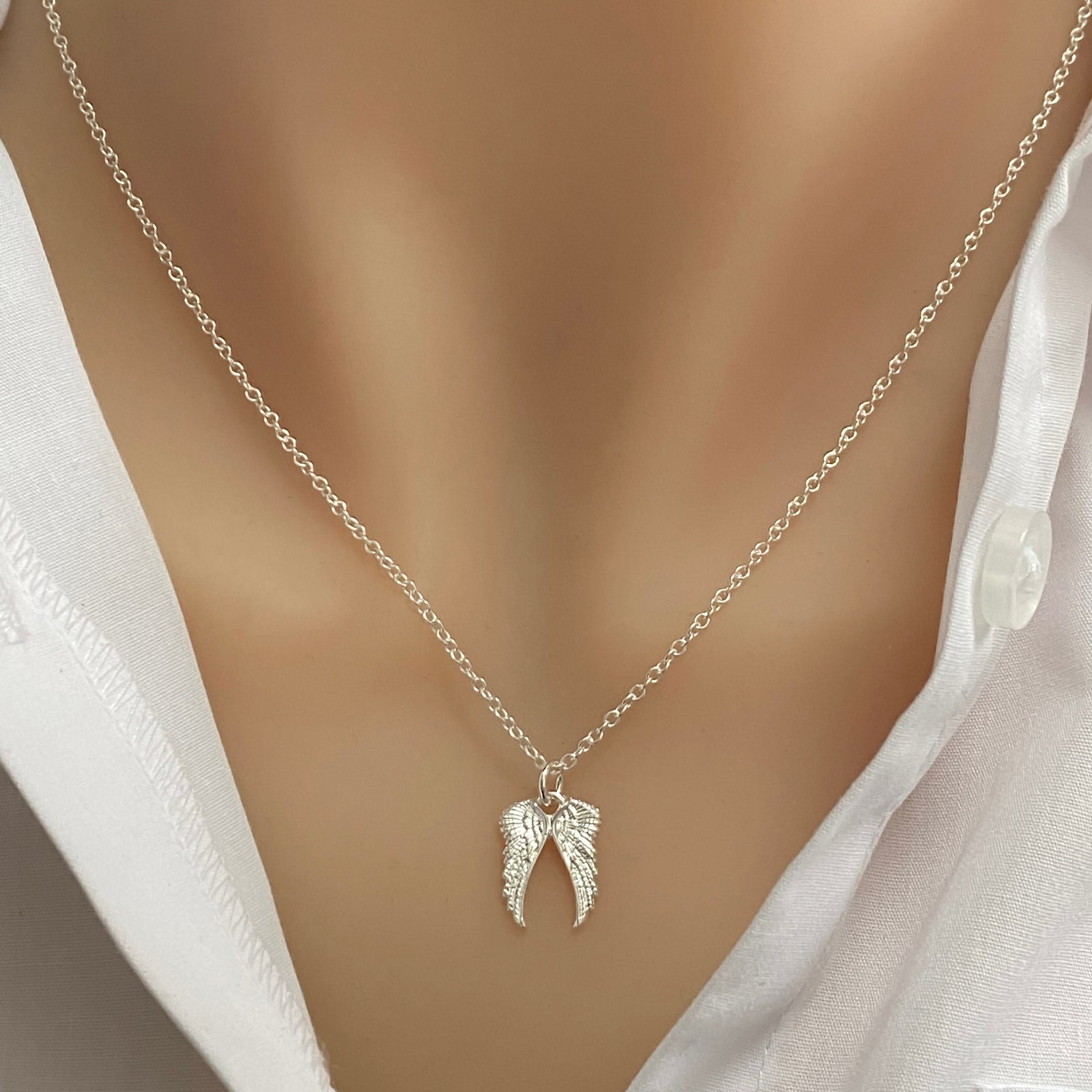 Sterling Silver Angel Wings Necklace - JewelleryByZM 